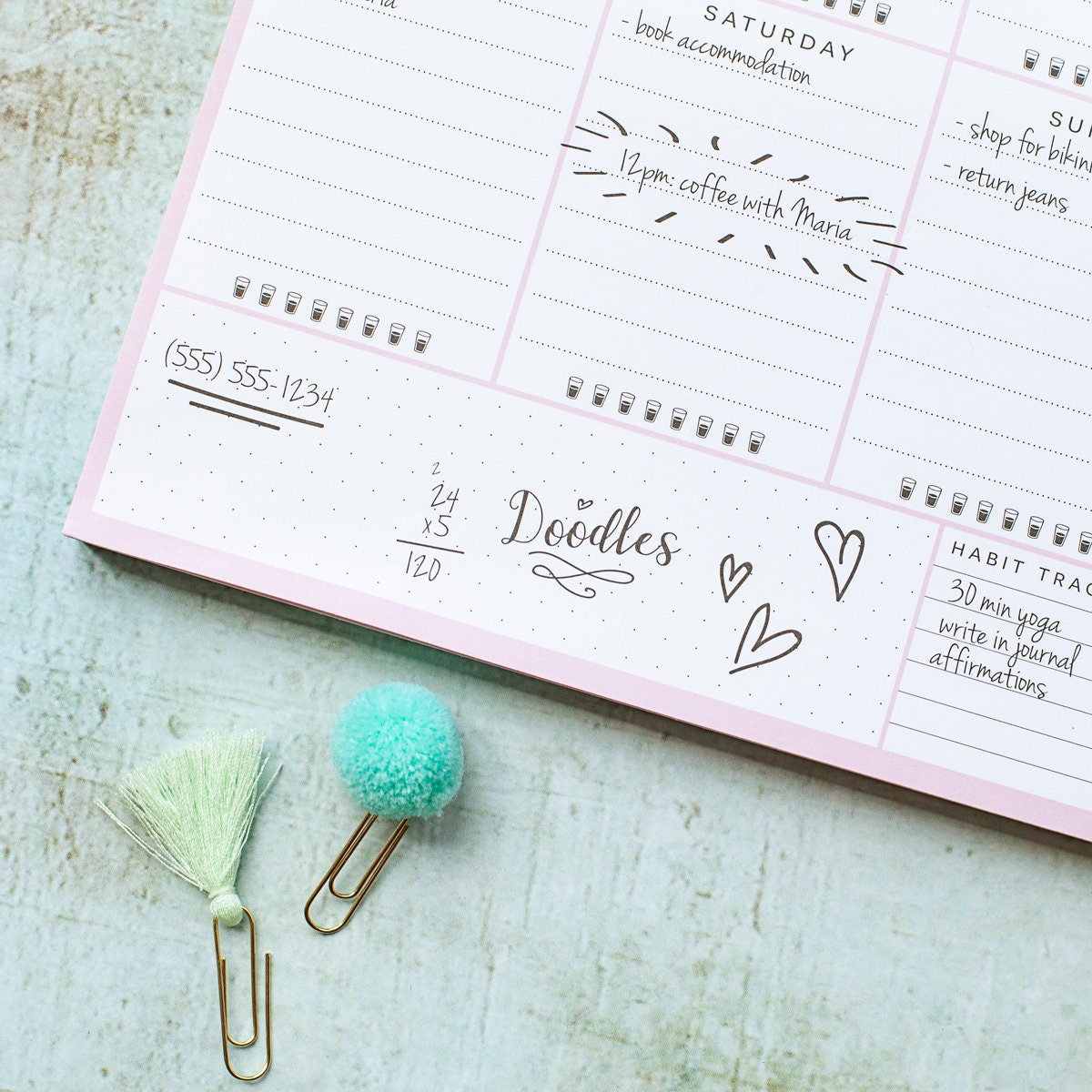 Desktop Weekly Planner Notepad 8.5x11 60 Undated Etsy