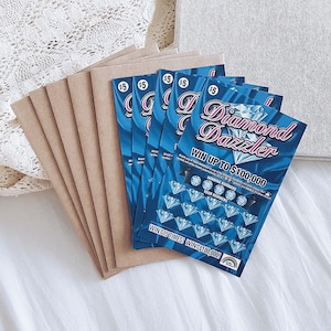 Pregnancy Announcement Scratch Off Scratchie Lotto Replica Scratch Card Ticket for Husband, Grandparents & Family | Blue Diamond (5 Pack)