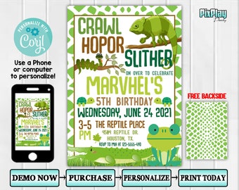 Reptile Invitation Etsy