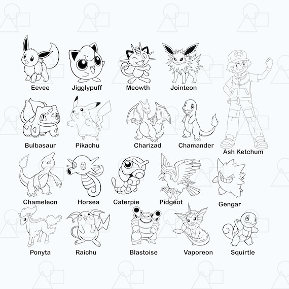 Pokemon svg Pokemon Outline digital clipart for Cricut Etsy