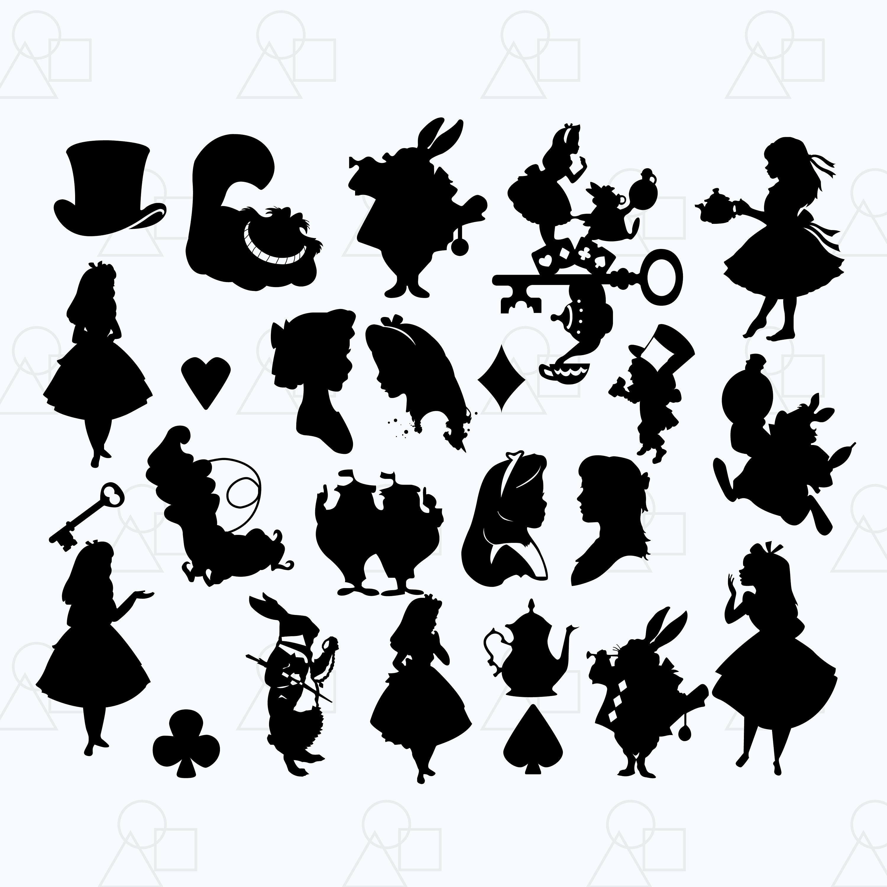 Download Alice in Wonderland digital clipart for Cricut Silhouette | Etsy