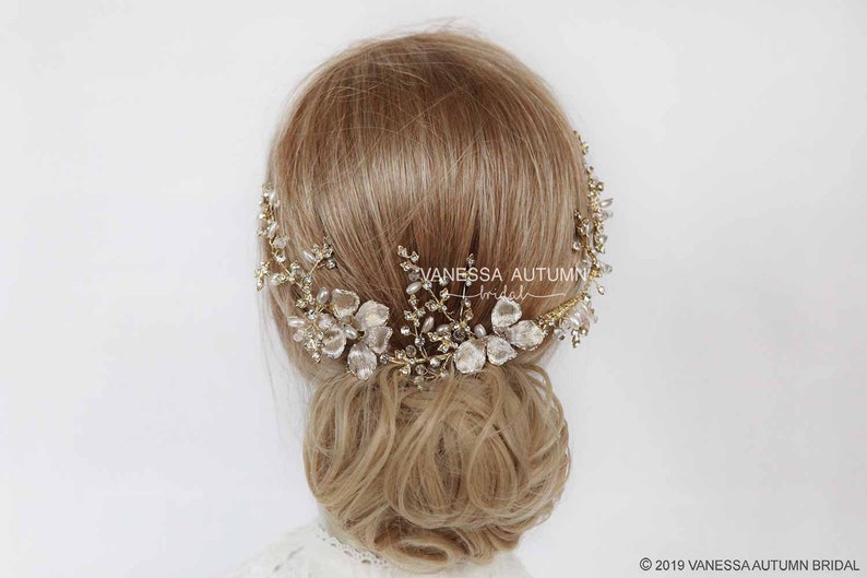Gold Bridal Hair Vine Gold Wedding Hair Vine Bridal headpiece Gold Hair Vine Wedding Hair Piece Gold Wedding Headpiece