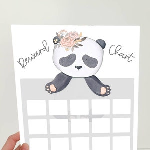 Kinderbeloningsgrafiek - Digitale download - Afdrukbaar Panda-leermiddel - Leerstickergrafiek