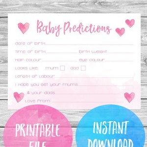 Babypartyspiel - druckbare Babyvorhersagekarten | Babyparty Sofortdownload | Geschlecht offenbaren Partyspiel | Baby-Dusche-Spiel