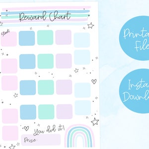 Childrens Reward chart - Digital download - Printable Girls reward chart - Chore Sticker Chart - Girls reward sticker chart