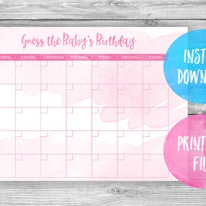 Baby Kalender | Babyvorhersagekalender | Babyparty Sofortdownload | Geschlecht offenbaren Partyspiel | Baby-Dusche-Spiel