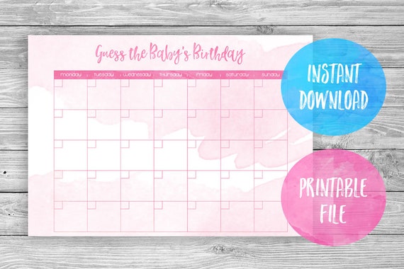 Baby Shower Printable Calendar Baby Prediction Calendar Baby Shower Instant  Download Gender Reveal Party Game Baby Shower Game - Etsy