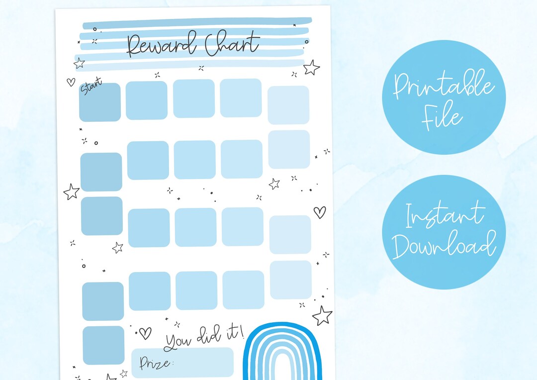 Rainbow Reward Chart Digital Download Printable Reward Chart Chore ...