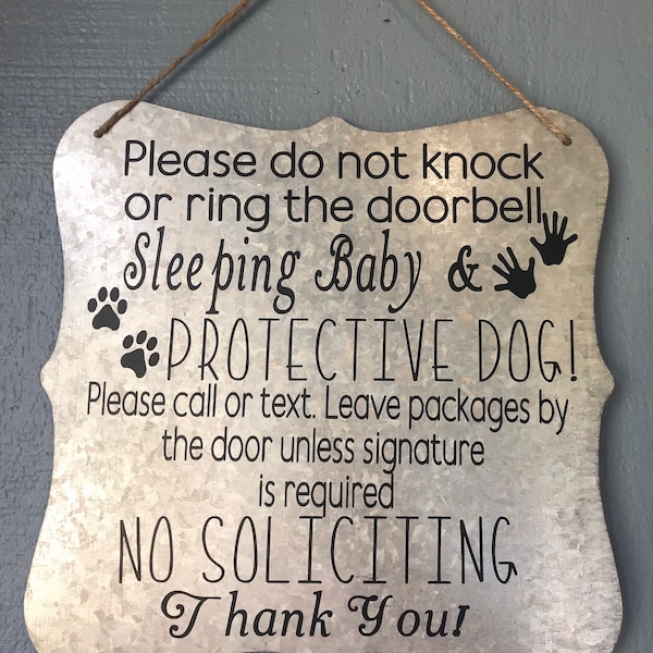 Металлический знак &laquo;Не звони в колокольчик&raquo;|Вешалка на дверь|Знак &laquo;Спящий ребенок&raquo;|Знак на дверь|Знак &laquo;Лаящая собака&raquo;|Первый этаж| Знак доставки | Знак дверного з оз |