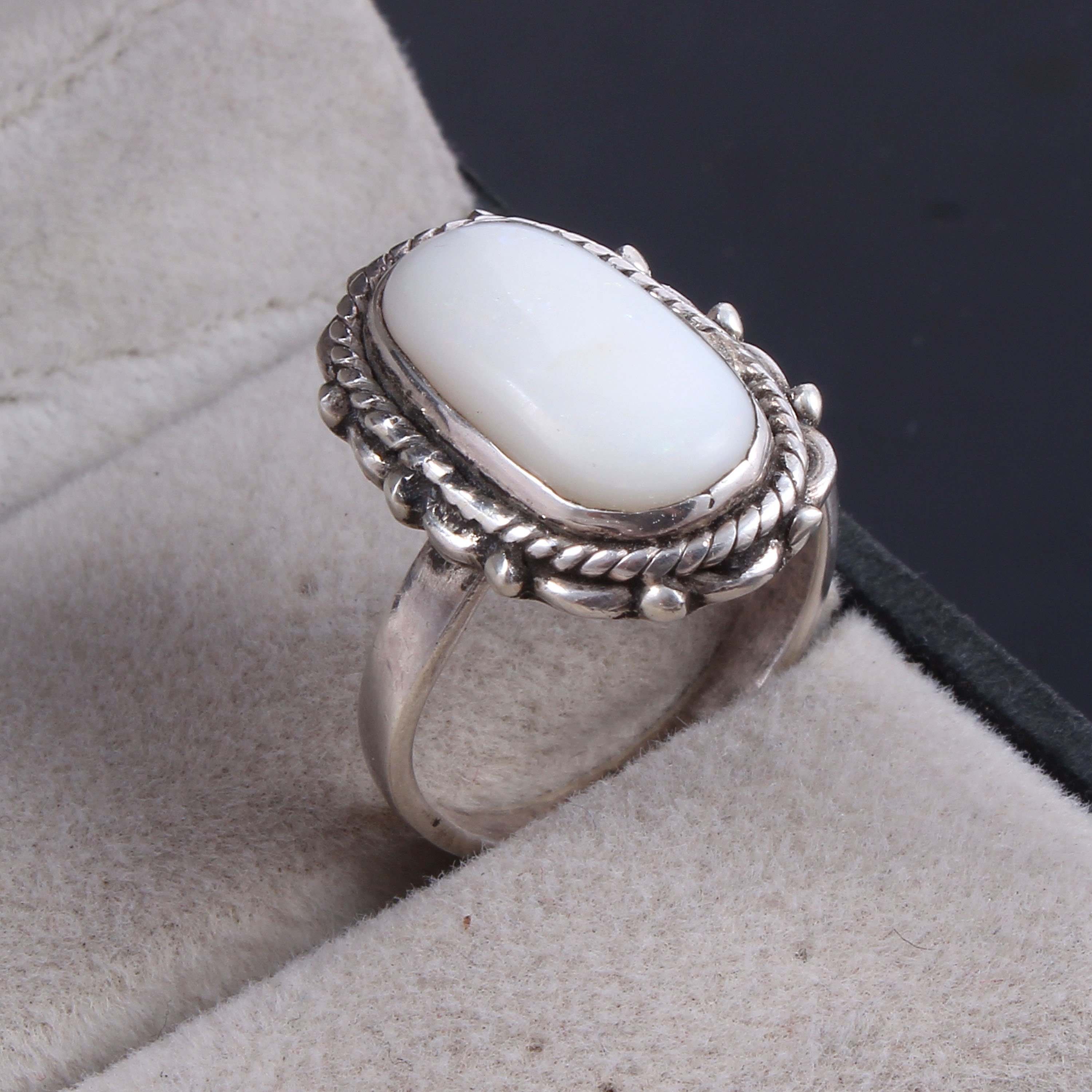 Natural White Coral Ring 925 Sterling Silver Ring Simple Etsy