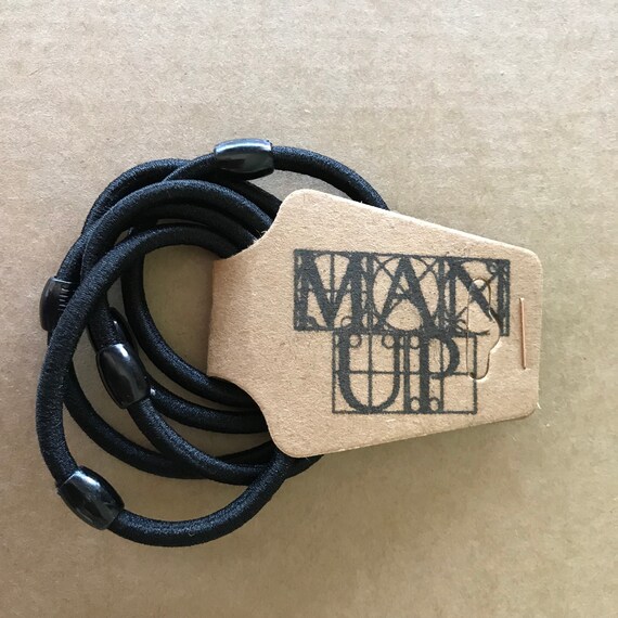 5pc Black Hair Ties With Bead Mens Etsy