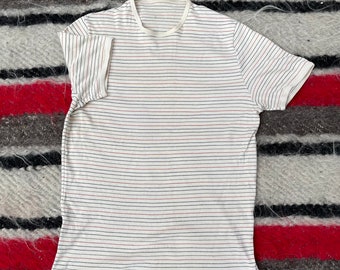 beige and white striped shirt