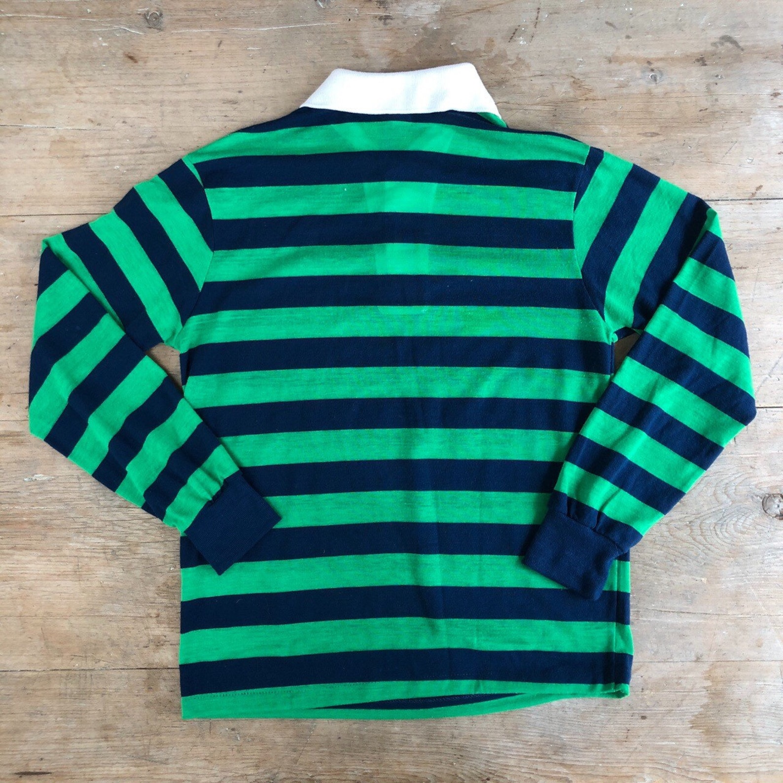Vintage 1980s 90s Green And Navy Stripe Rugby Polo Shirt Etsy
