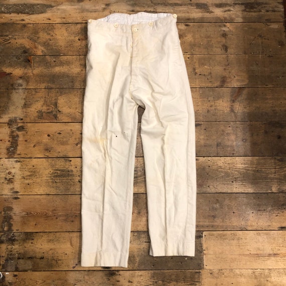 Vintage 1930s 1940s Cream Cricket Wool Trousers