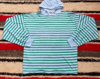 green and white striped hoodie