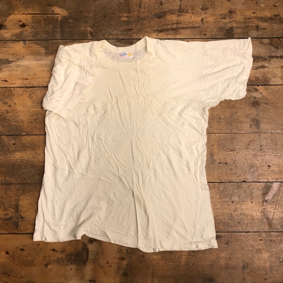 Vintage 1960s 1970s Cream Blank T-Shirt | Etsy