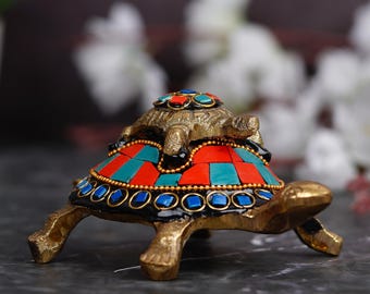 Brass Vastu Tortoise, Feng Shui Turtle Statue, Handmade Indian