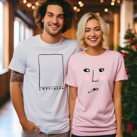 Minimalist Art T-Shirts – “Emptiness” “Blush Face” Graphic Tees – Cute Matching Shirts For Everyday Wear