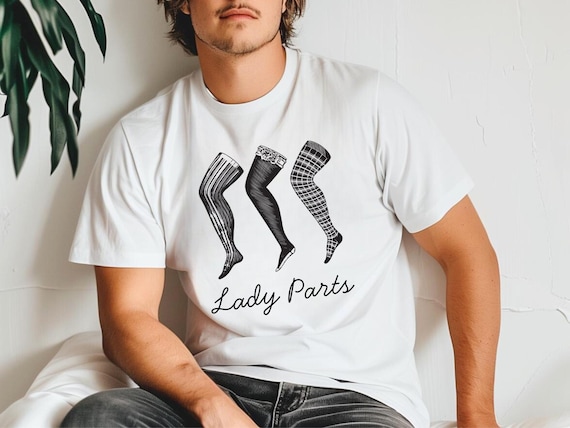 Funny "Lady Parts" T-Shirt – Quirky Graphic Tee with Vintage Stocking Legs – Unisex Humor Shirt - Everyday Wear