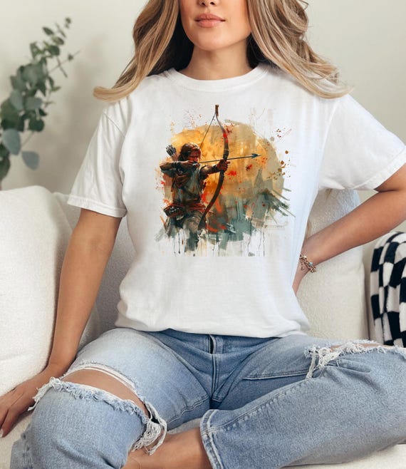 Women's Archer Watercolor T-Shirt - Perfect Birthday Gift For Her - Archery Sport Hunting Lovers - Camping Outdoor - Unisex Tee