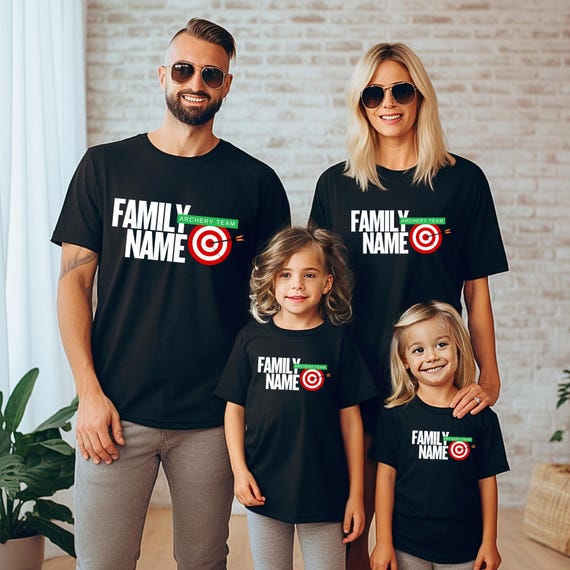 Family Matching T-shirts, Archery Team Tee, Custom Adults & Kids Outfit - Perfect for Outdoor, Sport Activity, Casual Everyday Wear