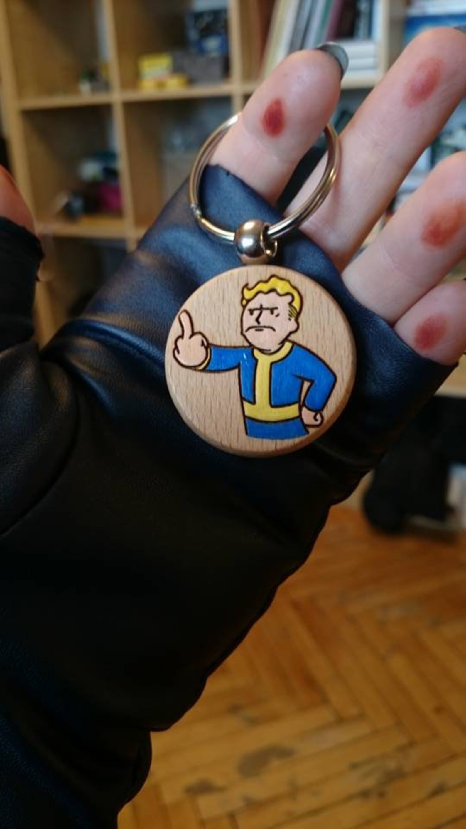 Vault boy Fallout Keychain Two sided Bubblehead boy Hand Etsy
