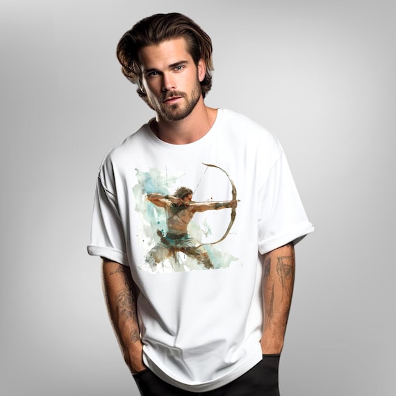 Watercolor Archer Art Tee for Outdoor Enthusiasts - Trendy Unisex Graphic Shirt for Archery Lovers - Hunting lover garment - Casual & Sport