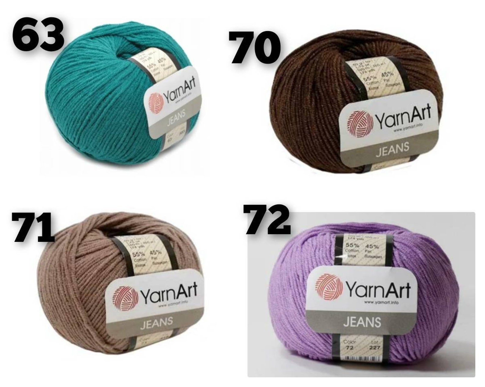 18 skeins multiple color. Yarnart Jeans. Cotton yarn. Yarn Etsy