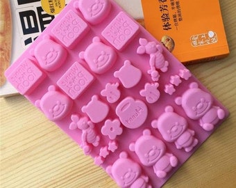 Bear Winnie the Pooh Piglet Cake Mold Chocolate Mould Flexible Silicone Mold For Handmade Soap Candle Candy Chocolate Cake Fimo Resin Crafts