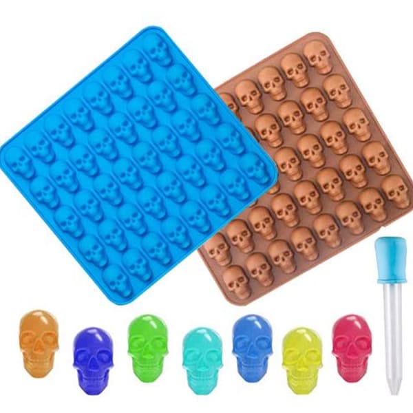 1 pièces 40 cavités tête de mort moule à savon moule à glace moule en silicone Flexible pour savon fait main bougie gâteau de bonbons artisanat en résine fimo