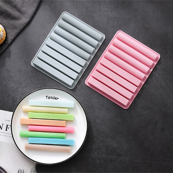 8 cavity crayons  Cake Mold  biscuit  Mold For Handmade Soap  Candy Chocolate Cake Fimo Resin Craft