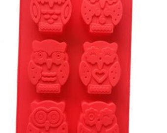 soap Mold  6 cavity owl  Flexible Silicone Mould For Handmade Soap Candle Candy Cake Polymer Clay Fimo Resin Crafts H0155