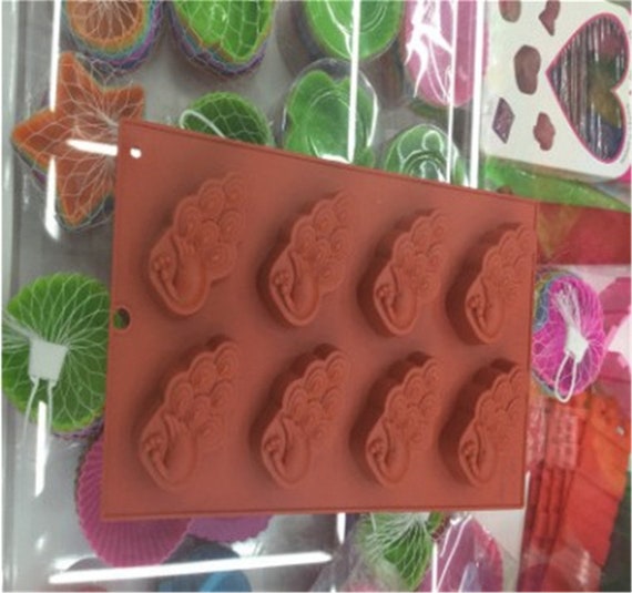 8-cavity Animal Peacock Chocolate Mold Cake Mold Flexible Silicone Soap  Mould for Candy Molds Ice Mold Biscuit Mold Jelly Mold Baking Tool 