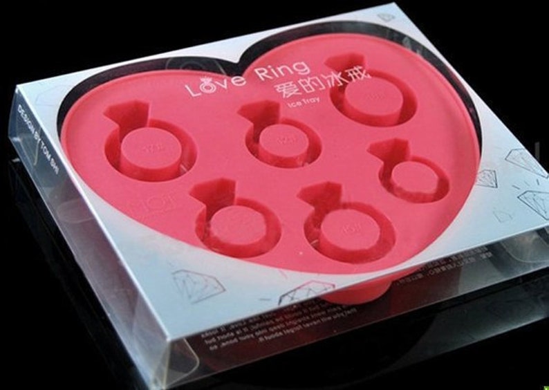 Ice Tray Ice Mold 6-Diamond Ring Flexible Silicone Mold For Handmade Ice Soap Cake Candle Chocolate Candy