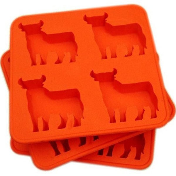 4-Cow Bull Ice Tray Ice Mold Flexible Silicone Mold For Handmade Ice Soap Cake Candle Chocolate Candy