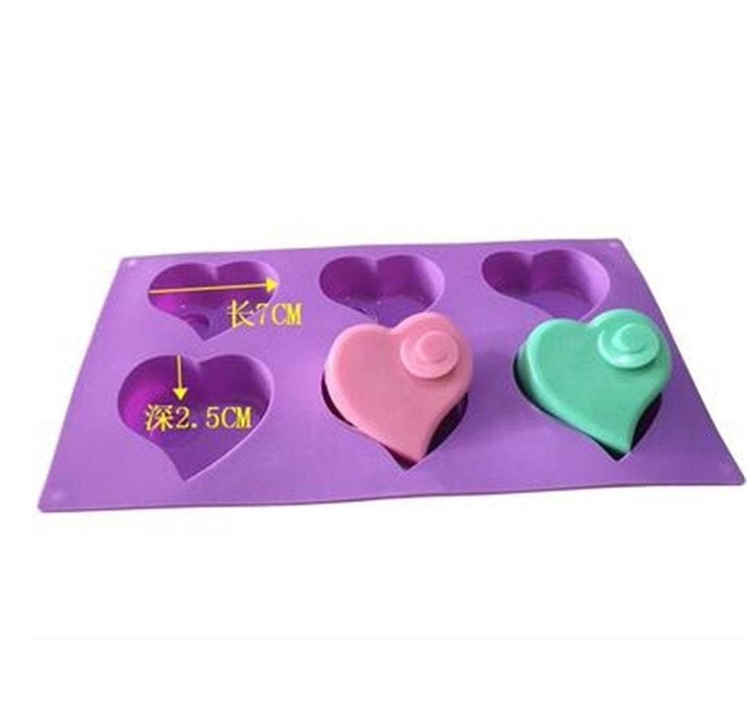 Cake Mold 6 Heart Soap Mould Rose Flower Flexible Silicone Etsy