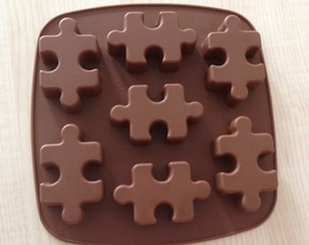 7-Puzzle Jigsaw Chocolate Molde Pastel Molde Flexible Silicona Molde para jabón hecho a mano Vela Caramelo Pastel de Chocolate Fimo Resina Artesanía