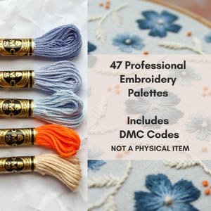 47 Professional Embroidery Colour Palettes E-Book, DMC Thread Shade Guide, Modern Fiber Art Digital Download PDF + BONUS Beginner Guide