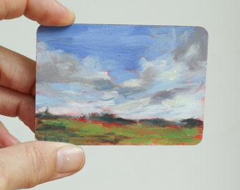 Blue sky with moving clouds Impressionist mini oil paintings
