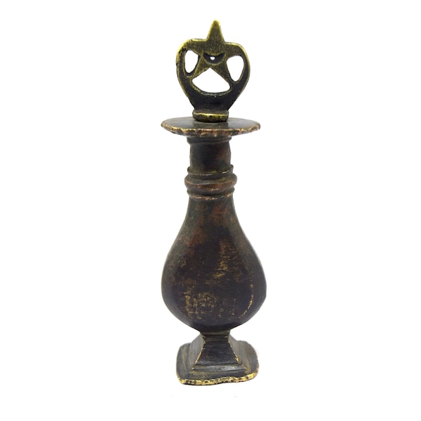 Islamic Design Vintage Brass Kohl Pot – Indian Mascara Box - Collyrium Box - Brass Surma Eyeliner Container Women Make Up Accessory i64-60