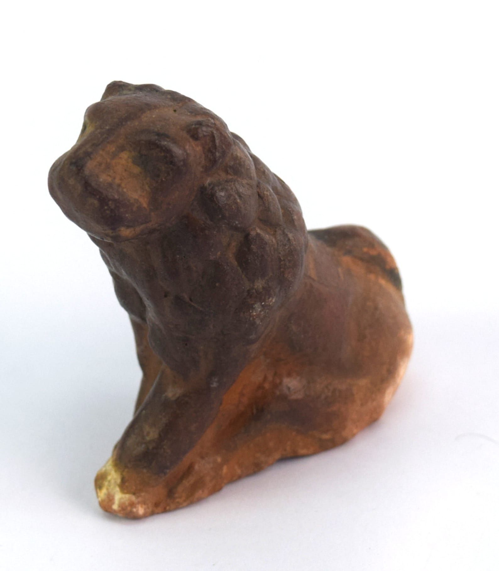 Antique Collectible Clay Lion Figure Desk Decorative Animal Figurine