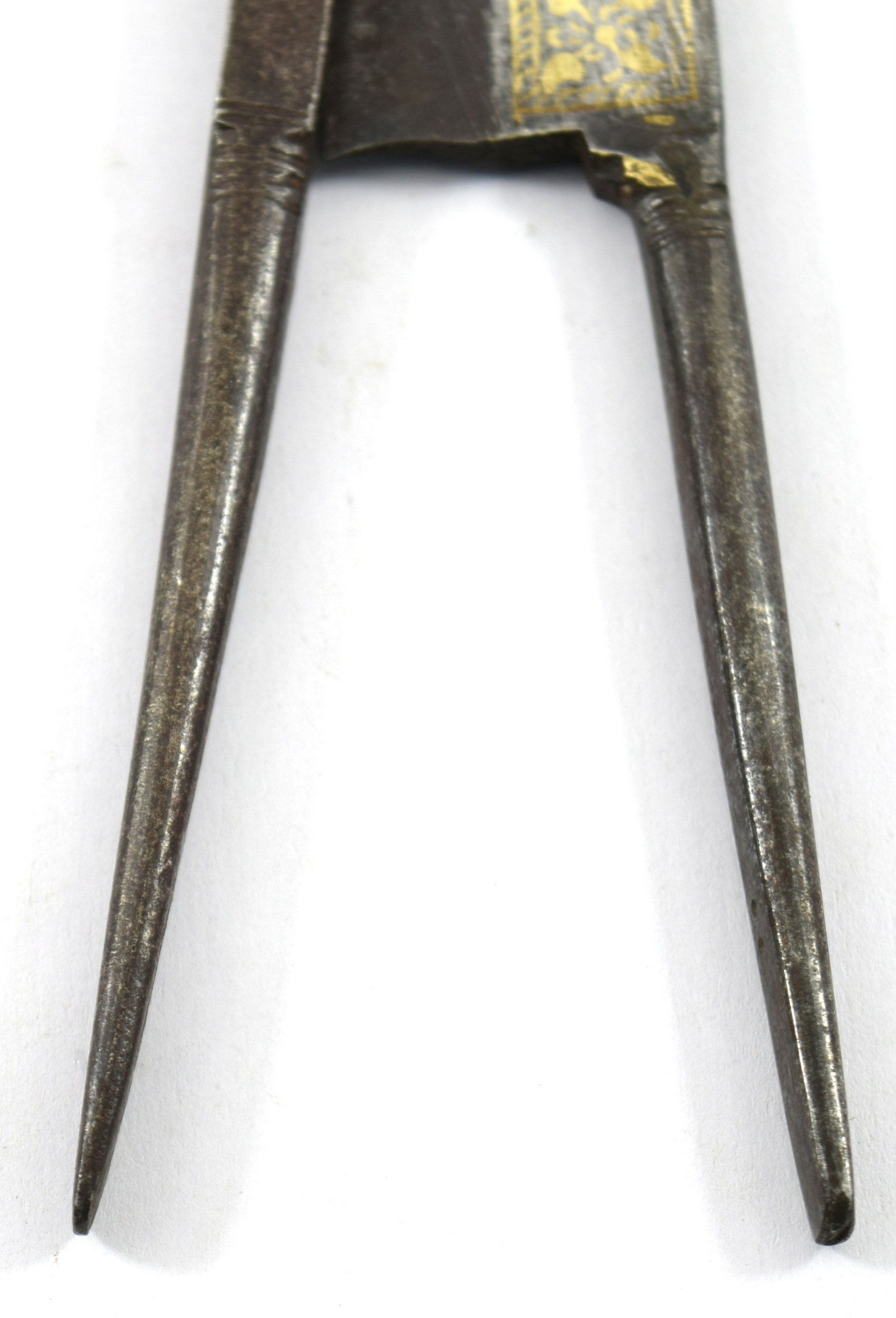 Indian steel and silver inlay Betel nut cutters one signed (item #1377657)