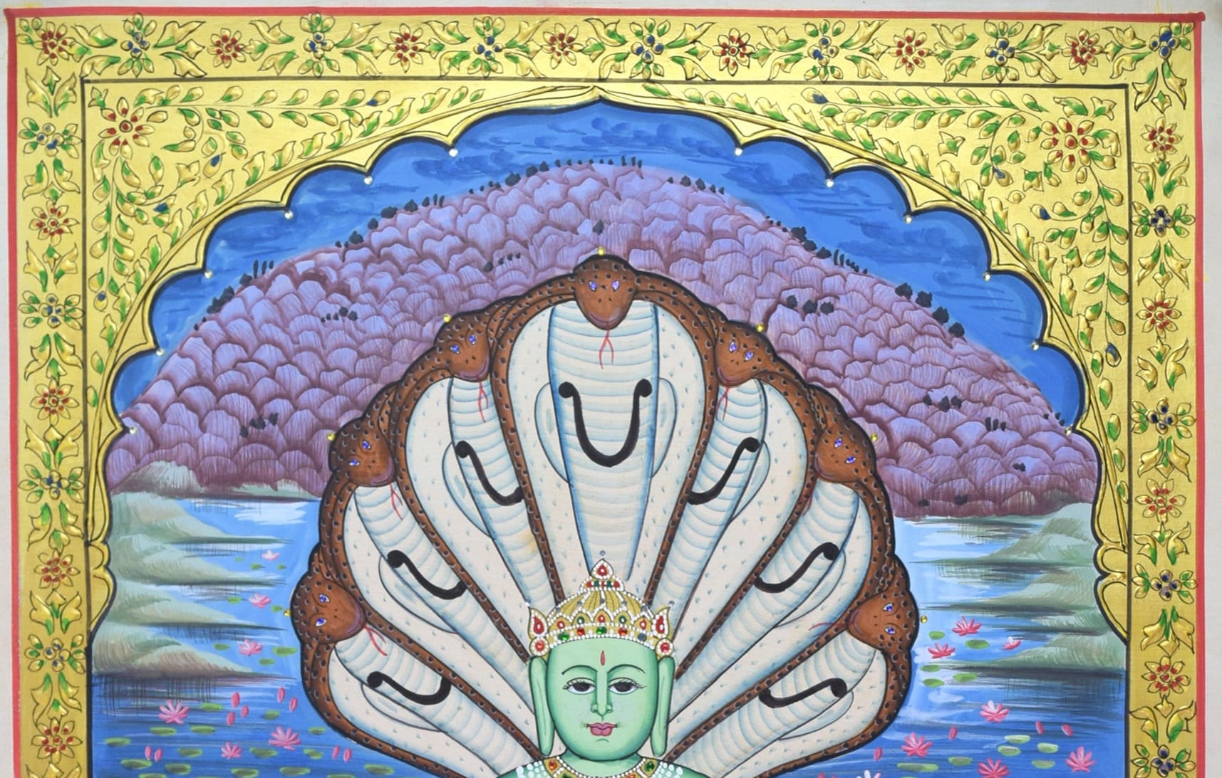 Indian Lord Parshwanath Holy Jainism 23 Tirthankara Painting Jain Art