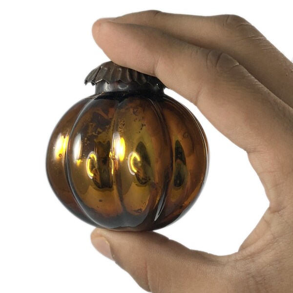 Vintage Style Mini Melon Shape Tree Ornament – Indian Festival Decoration Kugel – Amber Glass Xmas Hanging Ball Unique Home Decor i23-270