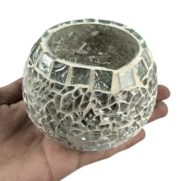 Unique Décoratif Verre Votive Thé Lumière Bougeoir - Mosaïque Travail Bougeoir - Handmade Glass Festival Décor Tea Light Holder i31-124