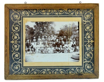 Indian Old Royal Family Black & White Vintage Photograph - Collectible Vintage Framed Royal Family Group Picture - Old Photography. i57-87