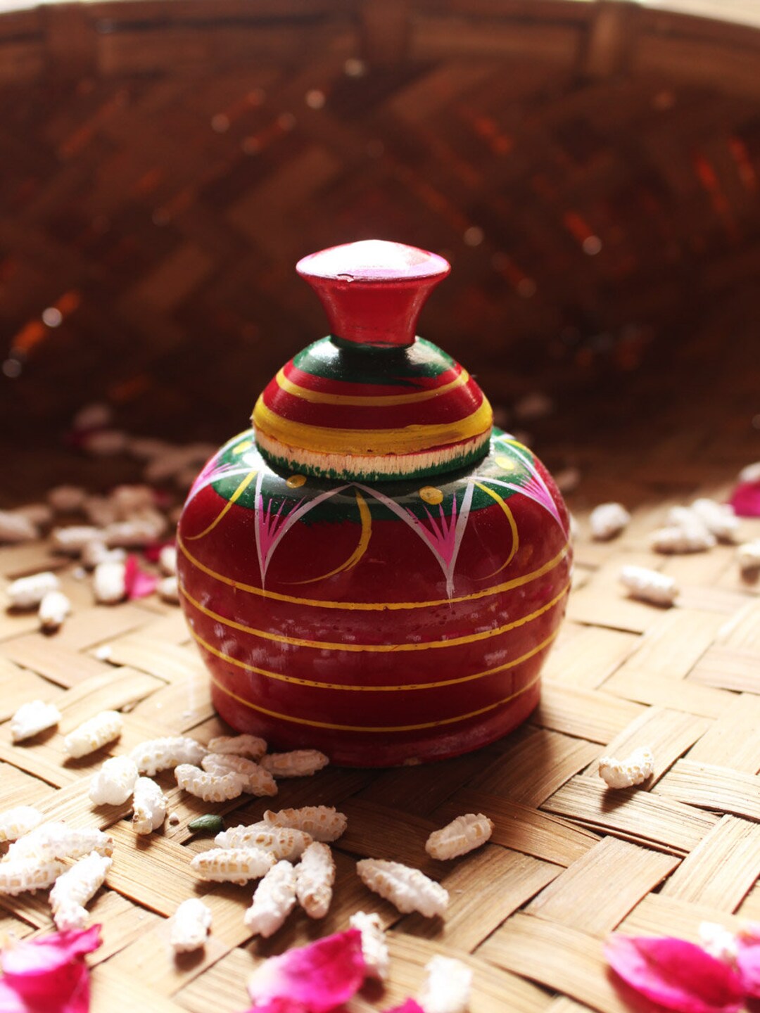 Nuovo Laccato Di Legno Verniciato Vermiglio / Sindoor Box Regalo - Foto 8