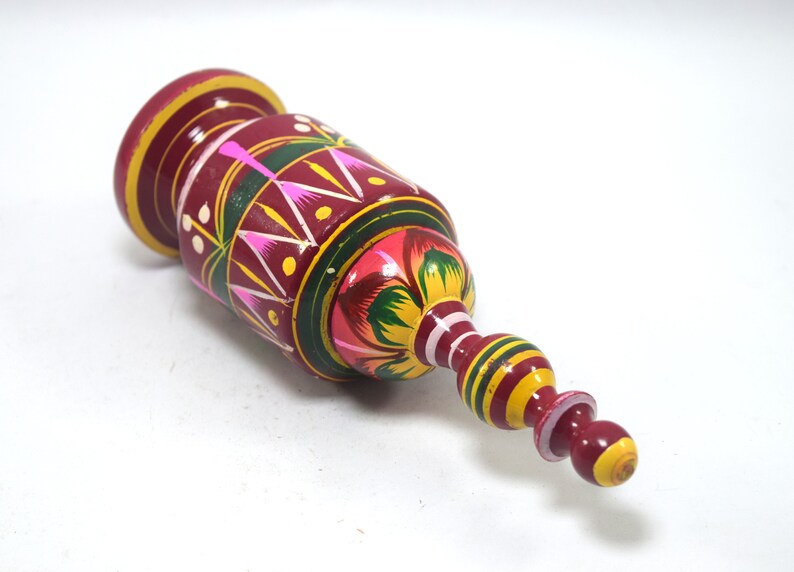 Sandal Box i71-343 Wooden Hand Painted Kumkum Powder Box Vermilion Box Painted Wooden Handmade Long Sindoor Box Beautiful Decorative
