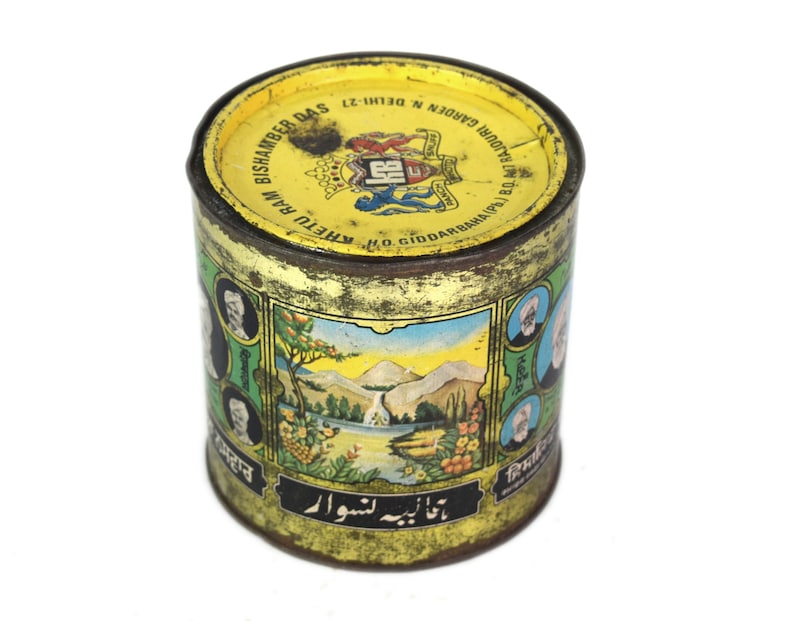 Indian Litho Tin Box – Snuff Advertising Old Time Tin popular Container – Empty Tin Box – Usable Box – Home Utility Storage Box - Trinket Box i2-330