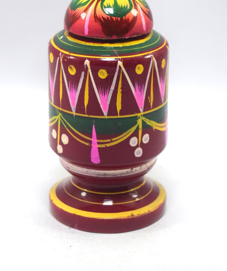 Sandal Box i71-343 Wooden Hand Painted Kumkum Powder Box Vermilion Box Painted Wooden Handmade Long Sindoor Box Beautiful Decorative